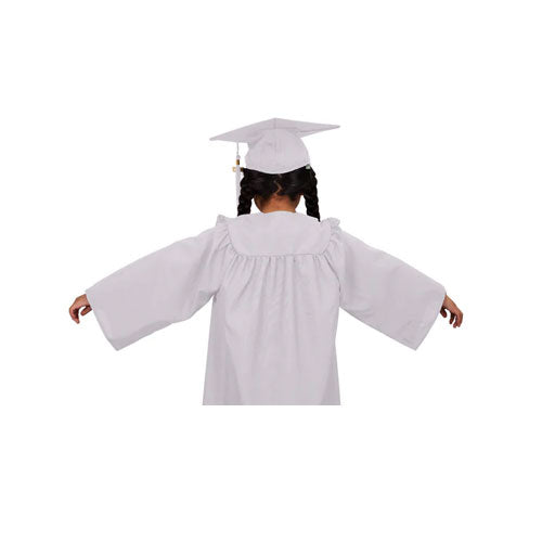 Child Matte White Graduation Cap & Gown - Preschool & Kindergarten