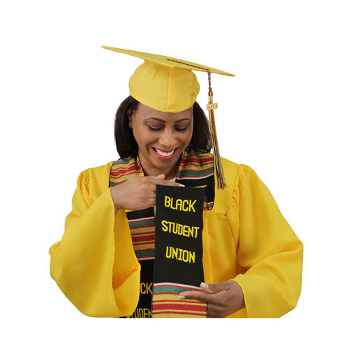 Black Student Union Graduation Kente Stole, Handwoven Kente Sash Cloth