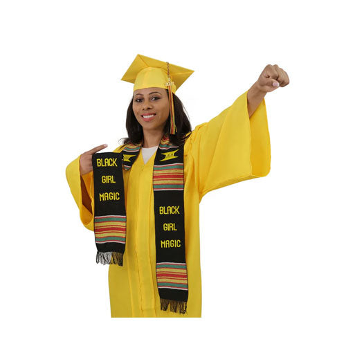 Black Girl Magic Graduation Kente Stole, Handwoven Kente Sash Cloth