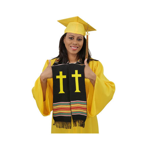 Christian Cross Graduation Kente Stole, Handwoven Kente Clergy Usher Cloth