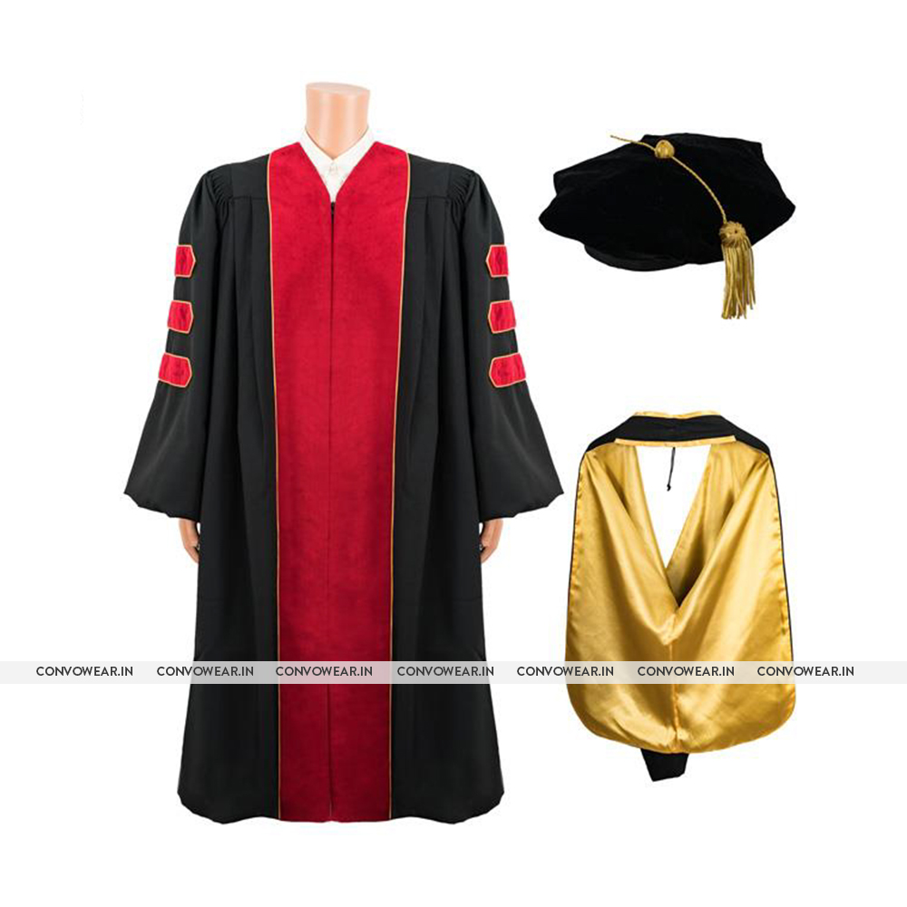 Yellow & Red Strip Personalized Graduation Gown | Personalized Convocation  Dress Online At Best Price - Uniformtailor
