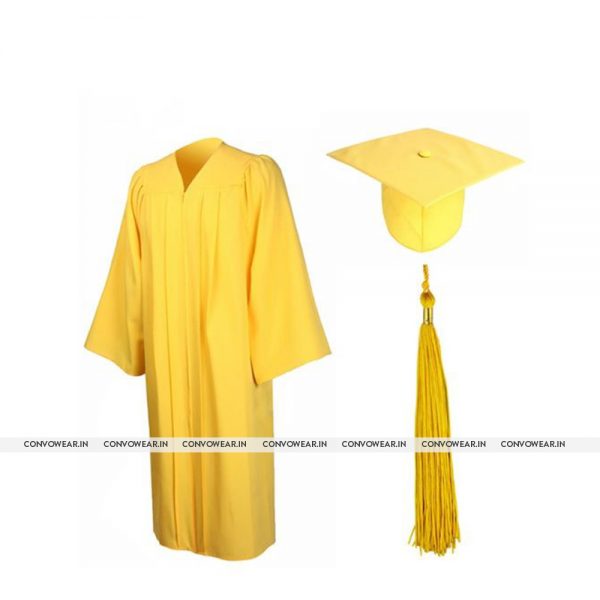 Yellow Matte Gown & Hat