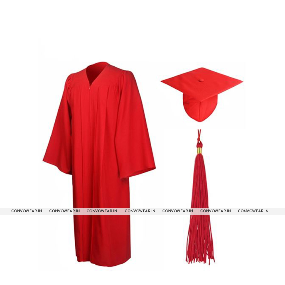 SHINY RED CAP & GOWN HIGH SCHOOL GRADUATION SET-rs4251465601547