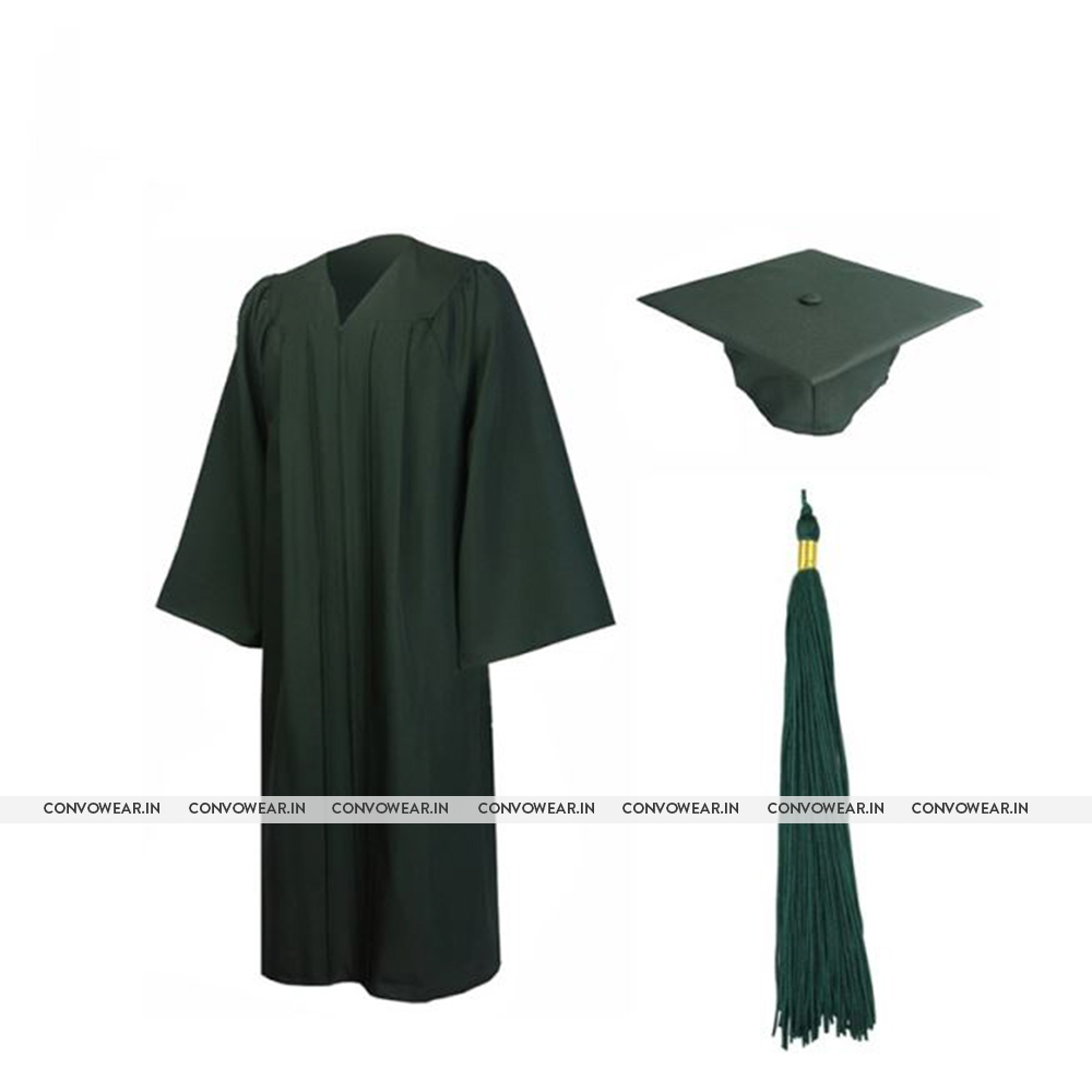 Forest Green Matte Gown & Hat (cotton)