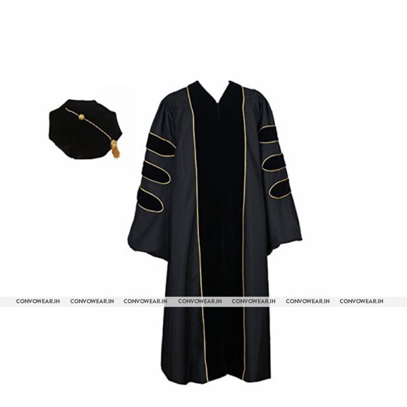 Black Doctoral Deluxe Gown & Tam