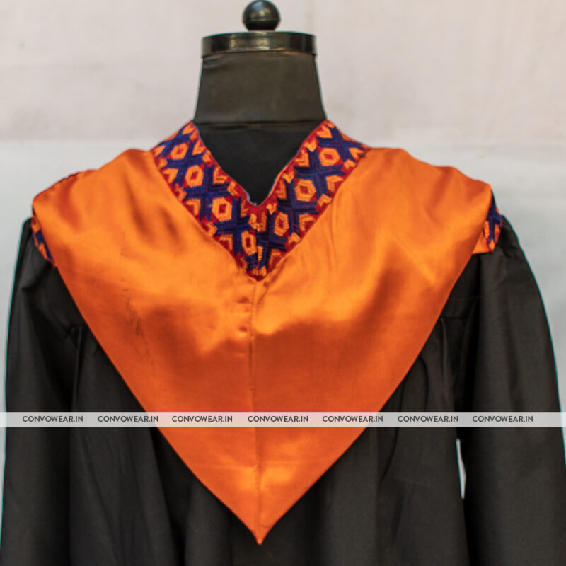 Orange Bachelor Hood With Embroidered Boder