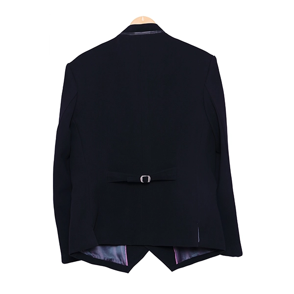 Advocate Jet Black Coat with Jacket-style Bind Neck back